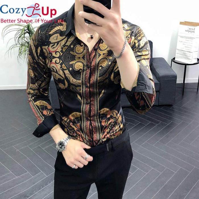 Men's black and gold dress shirt