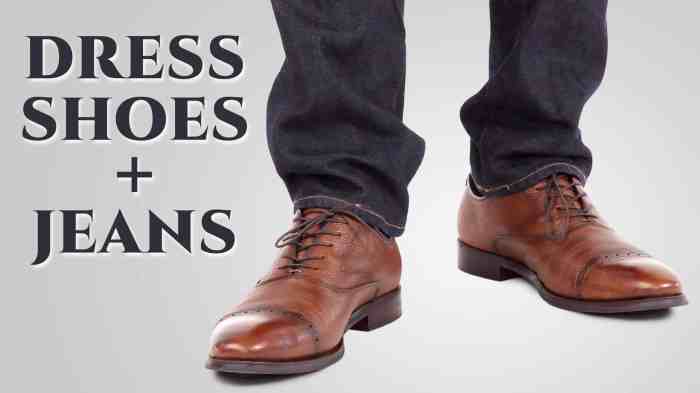 Mens fashion jeans and dress shoes