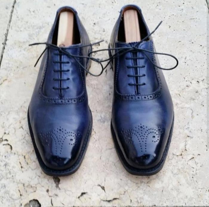 Navy blue men's dress shoes