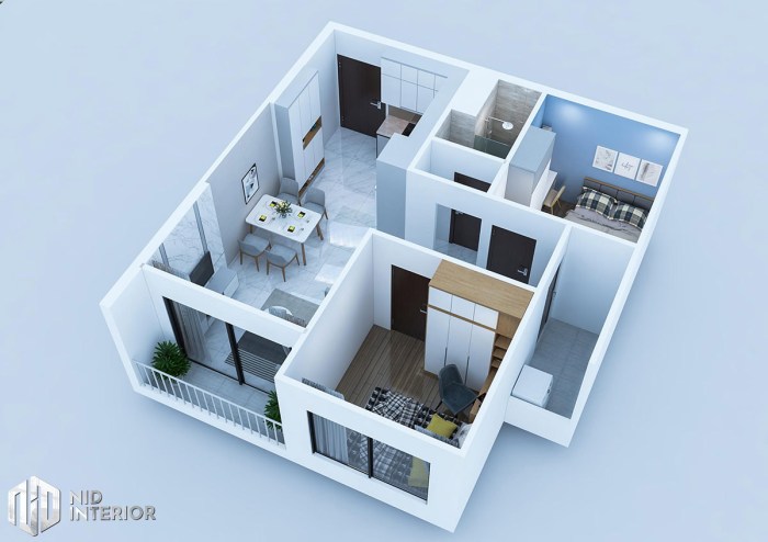 Desain interior apartemen 2 kamar tidur